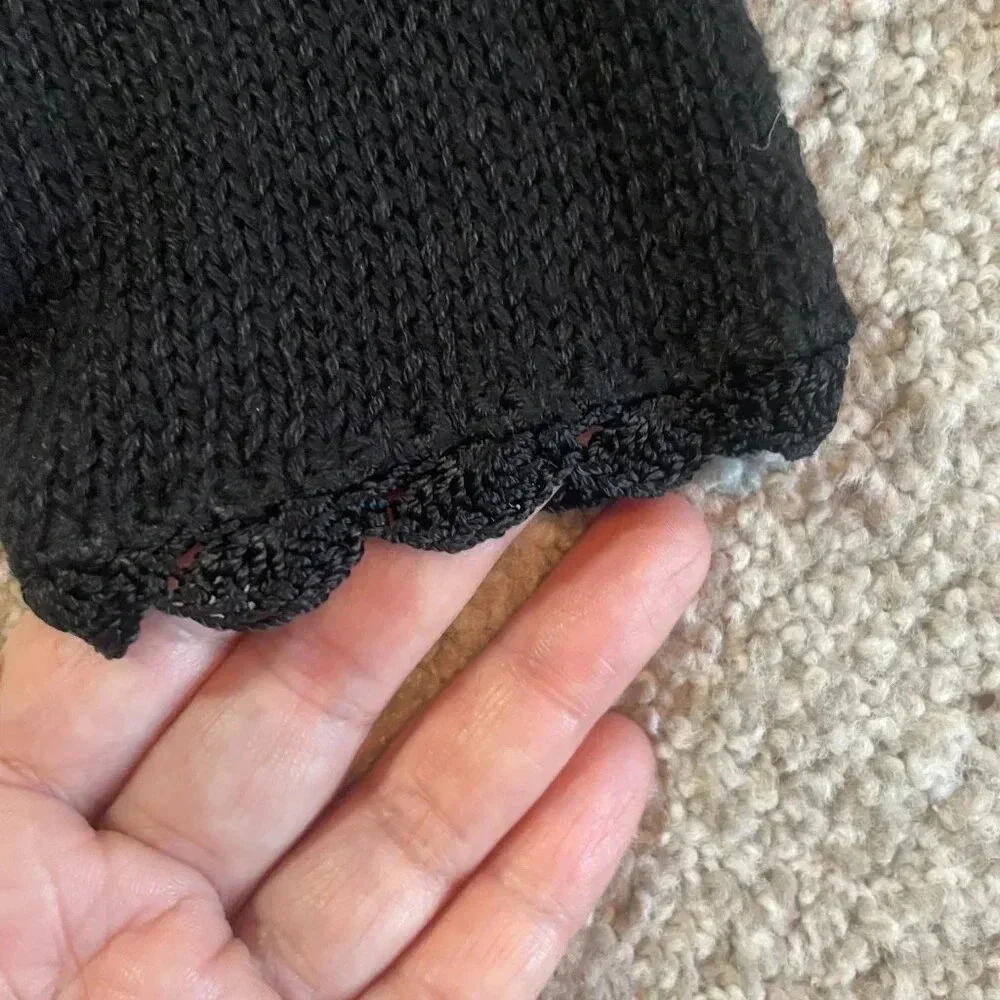 NWT Vintage 90s Black Dark Academia Floral Embroidered Knit Cardigan - Picture 12 of 14